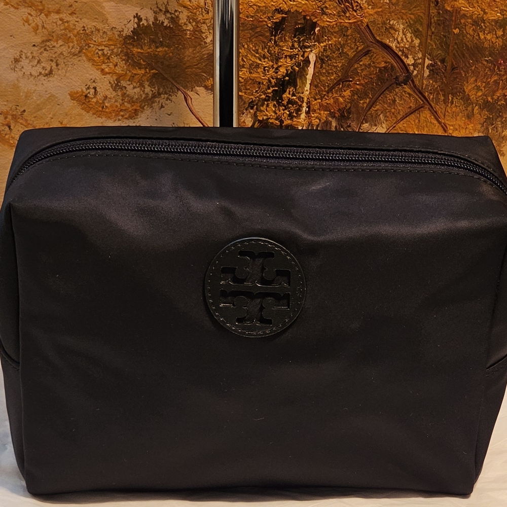 Tory Burch Black Nylon Cosmetic Pouch